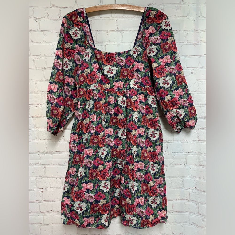 J. Crew x Liberty Navy Floral Cottagecore Smocked Dress Size 00